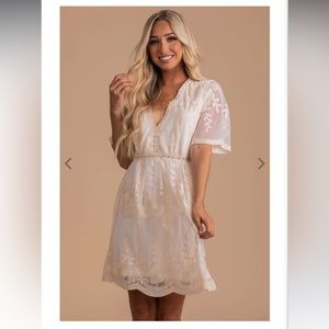 Light My Fire Cream Lace Mini Dress